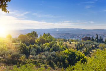 Italy. Green fields and mountains