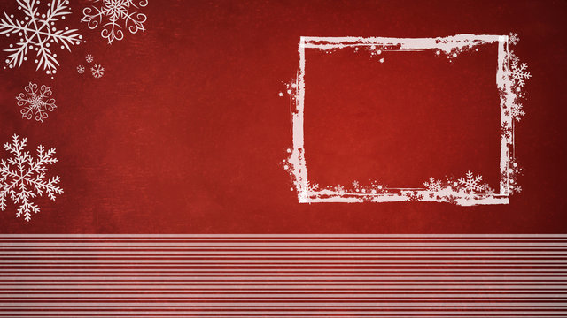 Red Christmas background with white frame