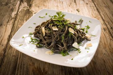 Tagliolini al nero di seppia, Ink Squid Pasta, Italian Cuisine