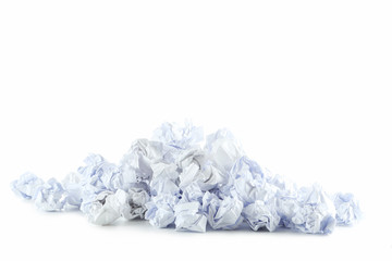 Crumpled paper balls isolated on a white