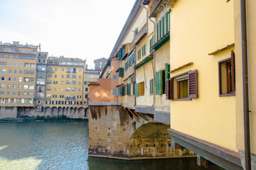 Fototapeta na wymiar Ponte Vecchio Bridge and Arno River in Florence, Tuscany