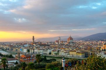 Fototapeta na wymiar Landmarks in Florence at sunset, Tuscany, Italy