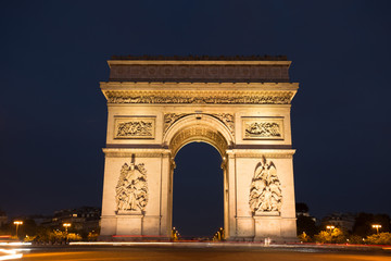 Triumphal arch. Paris. France. View Place Charles de Gaulle. Famous touristic architecture landmark...