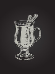 Mulled Wine Hand Drawn Drink Vector Illustration