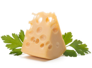 Cheese block isolated on white background cutout