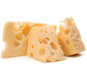 Cheese block isolated on white background cutout
