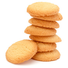 stacked short pastry cookies isolated on white background