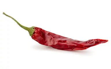 Foto op Plexiglas Hete pepers Dried red chili or chilli cayenne pepper isolated on white  back