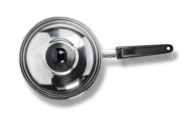 Stainless steel cooking pot isolated over white background with clipping path