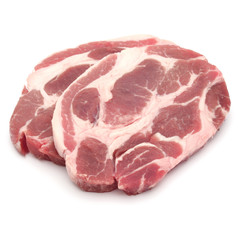 Raw pork chop meat isolated on white background cutout