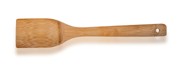 Wooden kitchen spatula isolated on white