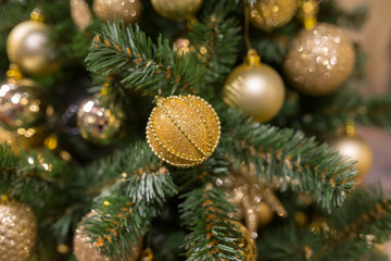 Christmas background with decorations.