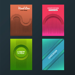 Colorful cover design geometric lines with objects casting shadows. Applicable for covers,  posters, placards, flyers and banner design. Vector eps 10