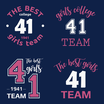 The best girls team college logo 41 isolated vector set