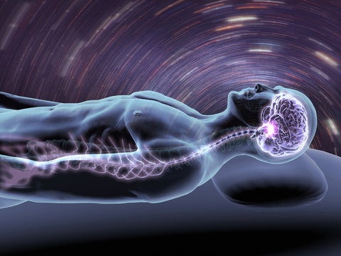 Reclining Man with X-ray Brain and Spine