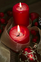 christmas candles, christmas in vertical decorative postcard