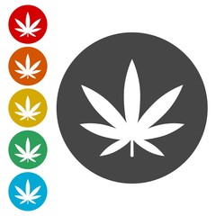 Marijuana leaf icons set 