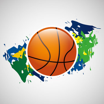ball basketball  olympic games brazilian flag colors vector illustration eps 10