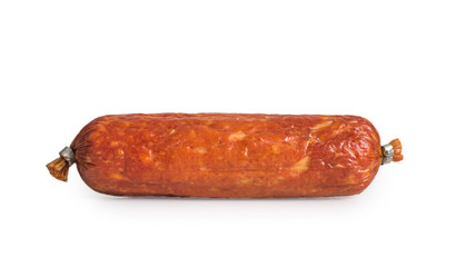 salami on a white background