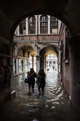 SAN MARCO SQUARE, VENICE-13 NOVEMBER 2016: Awash passage  to San
