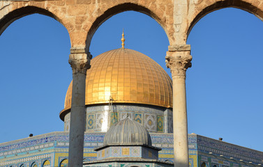 : Temple Mount known as the the Noble Sanctuary of Jerusalem located in the Old City of Jerusalem,...