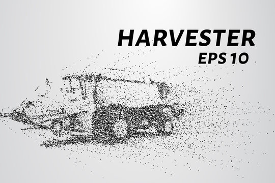 Harvester of particles. The harvester consists of small circles. Combine into smaller molecules. Vector illustration