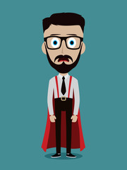 Young businessman in flat style superhero