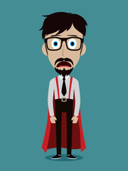 Young businessman in flat style superhero