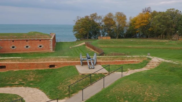 The ramparts of Fort Niagara. Guns and earth mounds