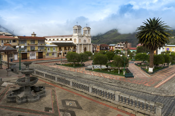 View of a square in the town of Alausí, in Ecuador, South America