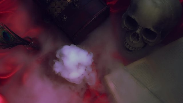 4k Abstract Halloween Background Composition with Skull and Smoke