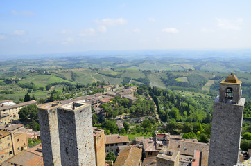 Fototapeta na wymiar Vista di San Gimignano paese medioevale in Toscana, Italya