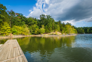 Obraz premium Docks in Lake Wylie, at McDowell Nature Preserve, in Charlotte,