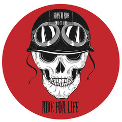 Biker Skull Art. Vector Illustration