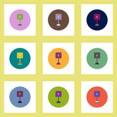 Collection of stylish vector icons in colorful circles small shovel