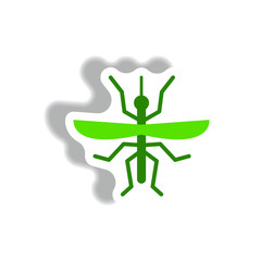 stylish icon in paper sticker style flying beetle