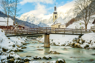 ramsau saint sebastian chapel at berchtesgadener national park, germany