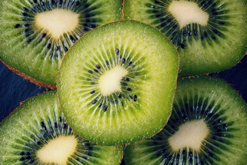 close up of scliced kiwi fruit