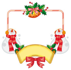 Obraz premium Horizontal frame with Christmas decorations and snowman.