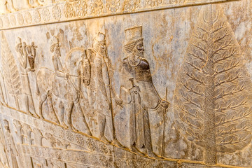 Residents of historical empire with animals in Persepolis