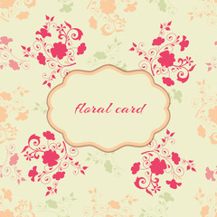 Floral card vintage style. Background with flowers. Template for invitation or greeting card for any holiday