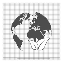 Flat paper cut style icon of eco planet