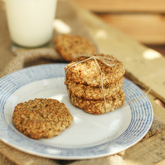 Homemade oatmeal cookies on the plate