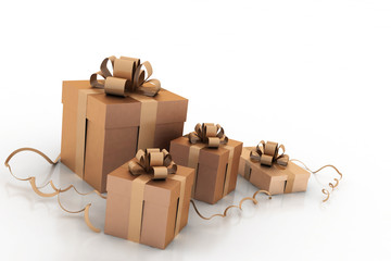 3d Illustration of boxes with christmas gifts