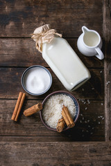 Ingredients for making rice pudding