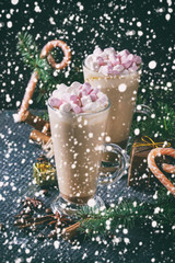 Christmas Cafe latte with marshmallow