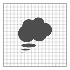 Flat paper cut style icon of thought cloud
