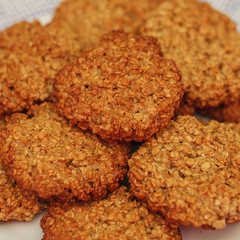 Oatmeal cookies closeup selective focus