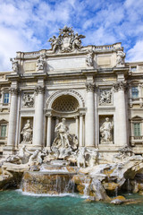 Fototapeta na wymiar Trevi Fountain in Rome, Italy. The largest Baroque fountain in the city and one of the most famous fountains in the world