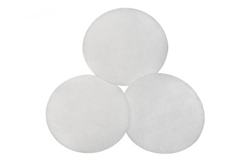 Three cotton sponges isolated on white background.Design for the beauty, medicine and cosmetics industry